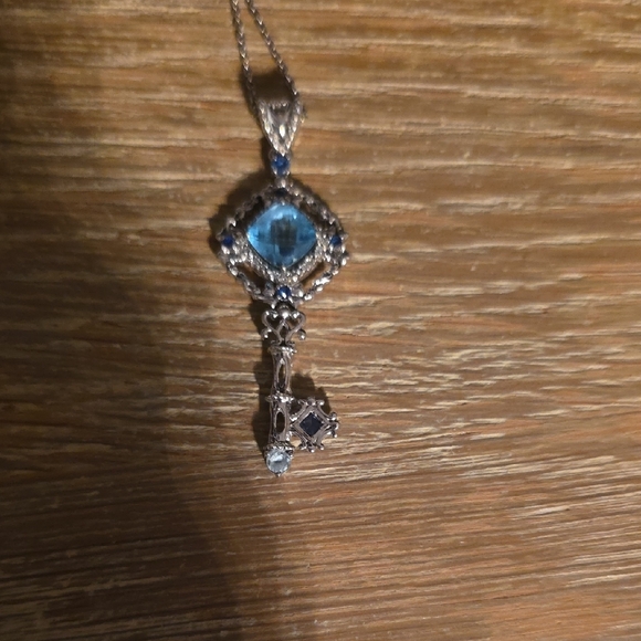 Peoples Jewellers Blue Topaz 925 Sterling Silver Pendant Necklace - Picture 3 of 5